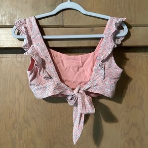 Pink Floral Set Crop Top & Shorts by Sunday Muse - size 8 fits like a SMALL